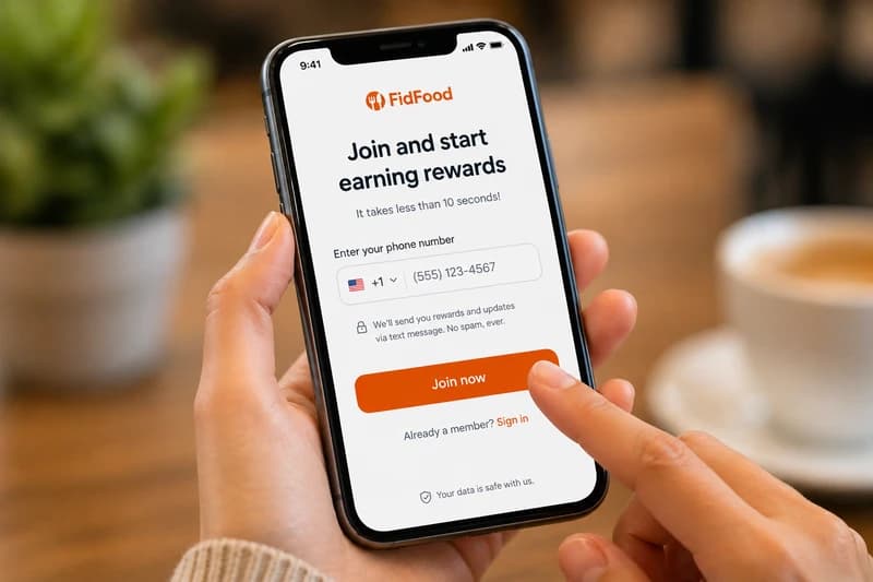 Phone signup screen